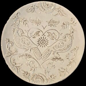 Garden Bird Partridge Antique White Dinner Ceramic Plates World Market NWT